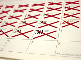 calendar with x-es